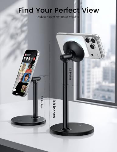Lamicall Magnetic Phone Stand for Desk, Height Adjustable Holder for iPhone