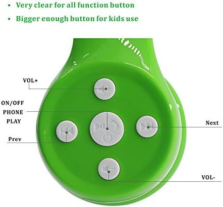 Toddler Headphones Wireless, Bluetooth Kid Headphones for Boys Girls,5 Button Easy use with Sharing Port, Built in Mic for Laptop Phones Computer (bs690 Green)
