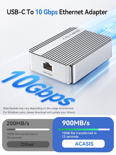 ACASIS USB C to 10Gb Ethernet Adapter Aluminum Housing