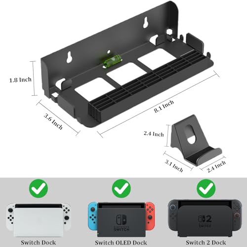 LEPEYMDA Wall Mount for Switch 2/1/OLED, Accessory Storage Organizer Shelf
