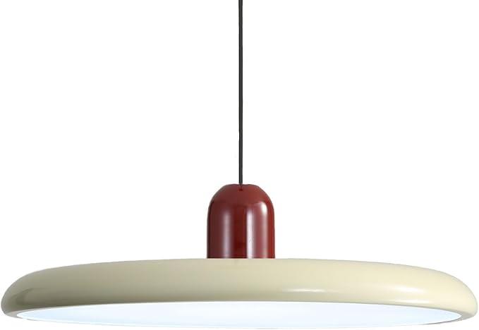 LED Pendant Light 40 cm Modern 36 W with Colour Temperature Dimmable Ceiling Lamp 3000K/4500K/6000K Metal and Acrylic for Dining Room Kitchen Living Room (Red + Beige)