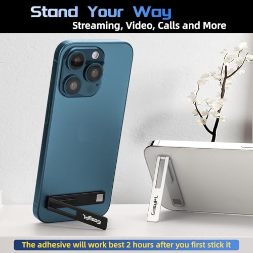 2 Pack Cell Phone Kickstand, Vertical and Horizontal Metal Phone Stand for Desk, Black + Silver, Adjustable Angle, Phone Holder for iPhone 16/Plus/Pro/Pro Max, iPhone 15/14/13/12 Samsung Series