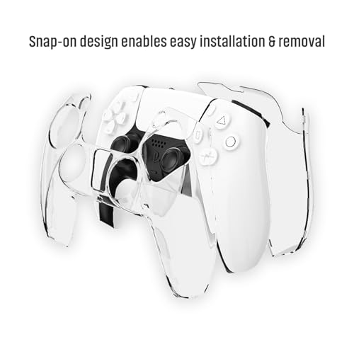 Semi-Transparent PC Case for PS5 Controller - Shockproof Cover with Anti-Slip Grip & Scratch - Resistant & Heat Ventilation (Blue)