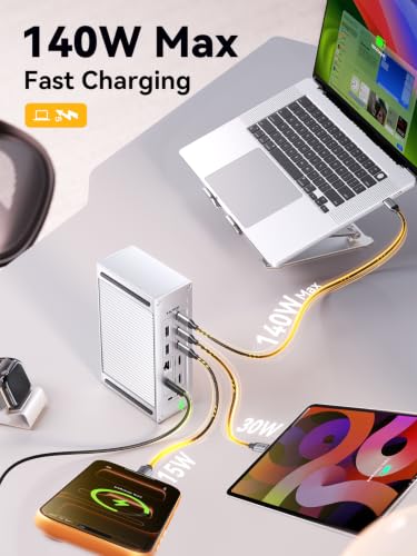 QUUGE Core2 Thunderbolt5 Docking Station,14-in-1 Dock for MacBook