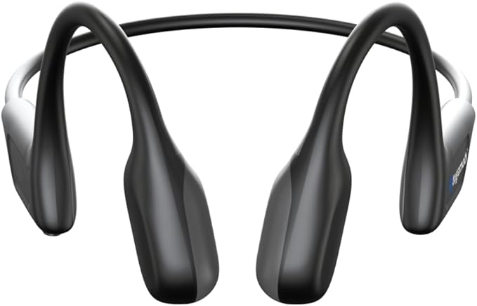 SA04 Black Bone Conduction Headphones Lightweight Open-Ear Wireless Bluetooth Sport Headphones with Microphones, Sweatproof Waterproof Wireless Earphones for Running, Gym, Hiking, Cycling