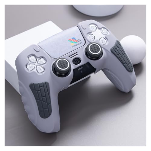 ECHZOVE PS5 Controller Cover Case – 30th Anniversary Limited Edition Protective Silicone Skin for PlayStation 5 Controller, Anti-Slip, Sweat-Resistant, Shockproof Grip Case (Light Grey)