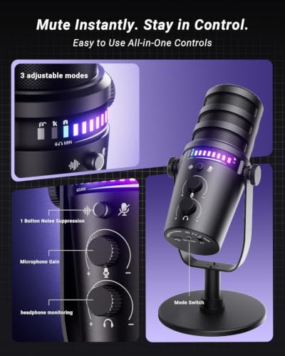 Microphone for PC, RGB Mic for PC