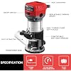 TEENO Wood Router, 6.5 Amp 1.25 HP Compact Router Tools for Woodworking, 13000-33000 RPM Hand Trim Router with 15pcs 1/4" Bits Set, 6 Variable Speeds, Edge Guide, Roller Guide - Image 10