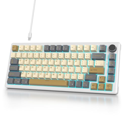 75% Wired Gaming Keyboard, Hot Swappable Gasket Mount, White Switch, 82 Keys TKL Mechanical Keyboard, NKRO Creamy for PC Laptop Windows Gamer (Glimmer) - Image 2