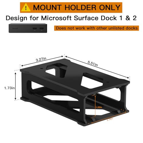 Wall & Under Desk Acrylic Mount for Microsoft Surface Dock 1 & 2