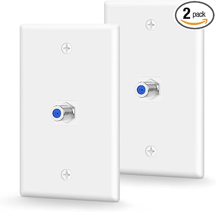 VCE Coax Wall Plate UL Listed, 3GHz Coaxial Cable Outlet, White 2-Pack