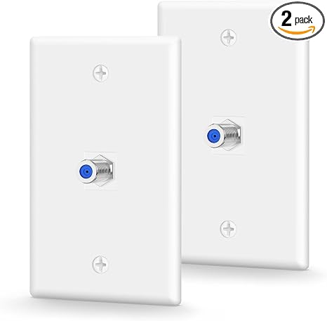 VCE Coax Wall Plate UL Listed, 3GHz Coaxial Cable Outlet, White 2-Pack