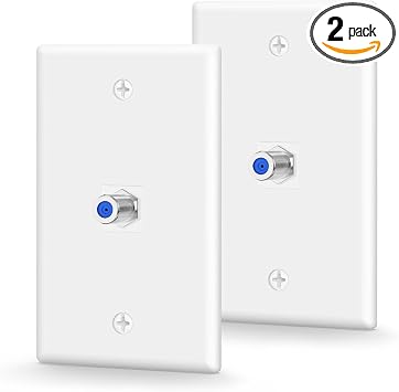 VCE Coax Wall Plate UL Listed, 3GHz Coaxial Cable Outlet, White 2-Pack