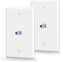 VCE Coax Wall Plate UL Listed, 3GHz Coaxial Cable Outlet, White 2-Pack - Image 1