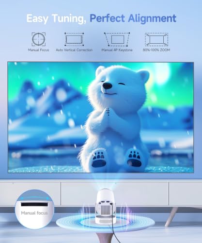 Mini Projector with WiFi 6 Bluetooth 5.4, 4K Support Portable with Lens Cap