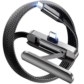 DbillionDa USB C to USB C Cable, Foldable Phone Stand, 90 Degree, 60W, 3FT