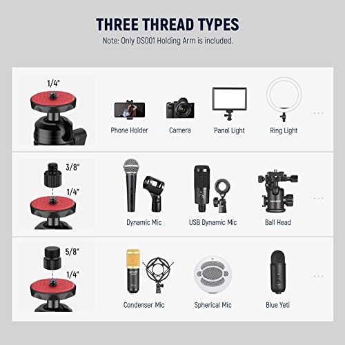 NEEWER DS001 Table Overhead Camera Mount Arm 11.8-20in/30-51 cm Telescopic