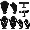 6 Pcs Jewelry Organizer Set - Black Velvet Row Bracelet Holder and Necklace Holder Elegant Room Decor Jewelry Organizers and Storage Solution for Home Store Trade Show