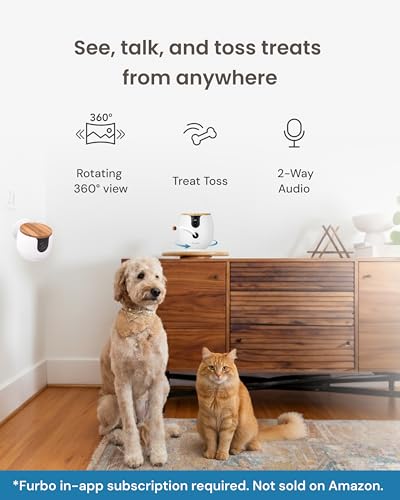 Furbo [New Mini 360° Camera + Mini Cam [New Subscription Required at Setup] (2-Camera Bundle Nanny Subscription): Pet Safety Alerts, Dog & Cat Cameras with Speaker, Phone App & Night Vision