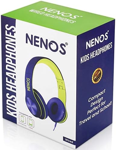 NENOS Kids Headphones Volume Limited Over Ear Headphones for Kids Foldable Headphones for Children Boys Girls Toddler Ideal for Tablet, Smartphone, Laptop Headset for School, Travel (Lime)