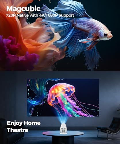 Magcubic Mini Projector with WiFi and Bluetooth, 4K Support Smart Portable Projector, Small Proyector with 200ANSl & AutoKeystone, 180° Rotation HY300Pro Video Proyector for Bedroom, Movie, Outdoor