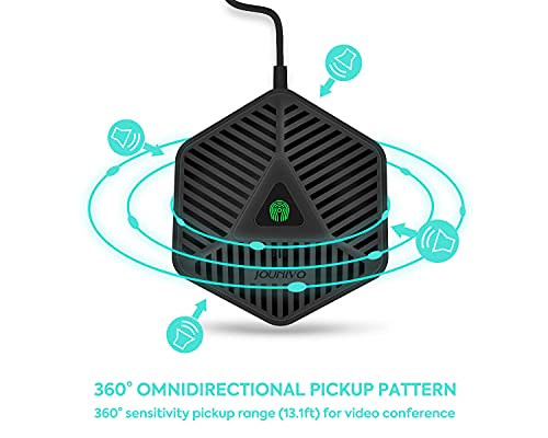 Conference USB Microphone, 360° Omnidirectional Computer Mic with Mute Button for Video Conference, Recording, Skype, Online Class, Plug & Play Compatible with Windows/macOS/PC/Laptop(JV808)