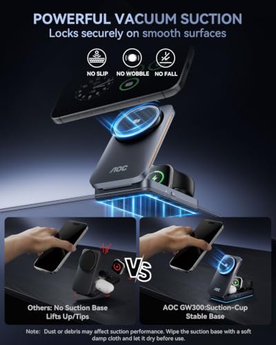 AOC GW300 25W Qi2.2-Certified 3-in-1 Foldable Wirele | Wireless Charge - Image 3