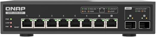 QNAP QSW-L3208-2C6T-US 8-Port Multi-Gig 10GbE Network Switch