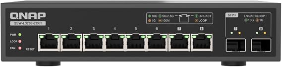 QNAP QSW-L3208-2C6T-US 8-Port Multi-Gig 10GbE Network Switch