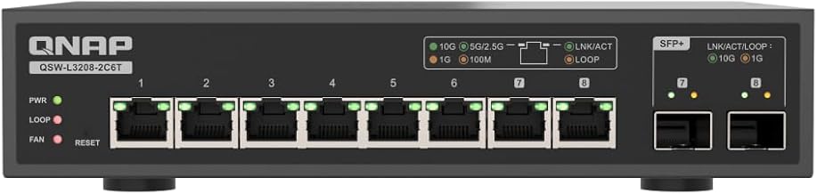 QNAP QSW-L3208-2C6T-US 8-Port Multi-Gig 10GbE Network Switch - Image 1