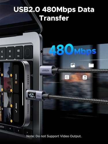 UGREEN 240W USB C Cable with Digital Display, PD 100W Fast Charging, 3.3ft