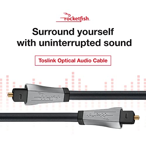Rocketfish Toslink Optical Audio Cable - Fiber Optic Audio Cable for Home Theater & Sound System - Durable Cable Cord for Quality Audio - Black Optical Cable for TV & Soundbar - 4'
