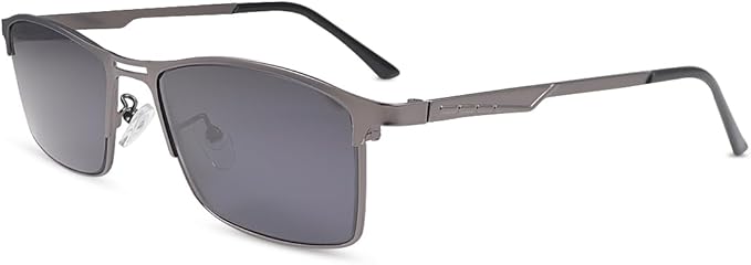 Polarized Nearsighted Sunglasses Tinted Gray for Men Women Myopia Distance Driving Glasses Shortsighted Eyeglasses Blue Light Blocking UV400 Protection Outdoor Shades Full-Rim Frame Anti Glare Eyewear