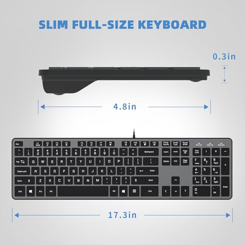 USB Wired Keyboard for Window,Comfortable Quiet Chocolate Keys, Durable Ultra-Slim Wired Computer Keyboard(QWERTY) for PC, Windows 11/10/8/7/XP/Vista KB1430