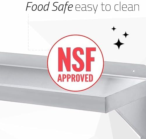 DuraSteel Stainless Steel Shelf - 60 Inch Wide x 14 Deep Commercial NSF Mounted Metal Wall Shelf Pantry Organizer Garage Storage Shelves - Rack Shelving Restaurant Kitchen Units Laundry Utility Room