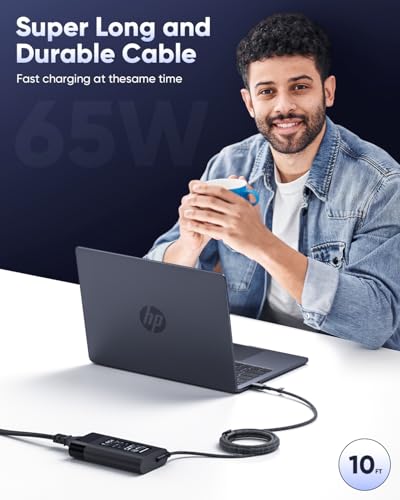 HP Laptop Charger USB C 65W/45W Type C Power Adapter for HP EliteBook Elite Spectre X360 X2 830 1030 1040 Envy 11 13 14 15 ProBook 430 G6 G7 G8 Chromebook Pavilion,10FT,With UK Power Cable - Image 3