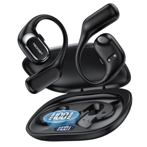 TECKNET Open Ear Headphones, Wireless Earbuds with Ear Hooks, Black