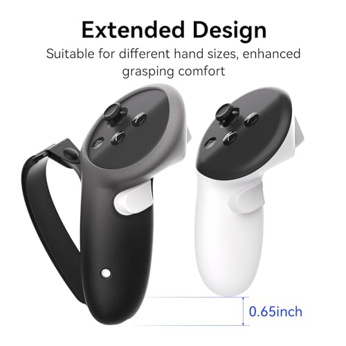 HZLucki Upgraded Controller Grips Compatible with Meta Quest 3S/Quest 3 Accessories, Extended Gradient Silicone Controller Strap, Widened Adjustable Knuckle Straps Fits Most Hands (Black)