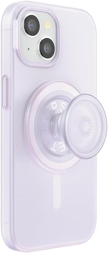 PopSockets iPhone 15 Phone Case with MagSafe, Wireless Charging Compatible, White - Opalescent Clear