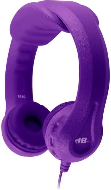 HamiltonBuhl Flex‑Phones Kids Foam Headphones 20‑Pack – Durable EVA Foam, Volume‑Limited 85 dB, Chew‑Resistant Dura‑Cord, Safe BPA‑Free Design for Classroom Use – Purple
