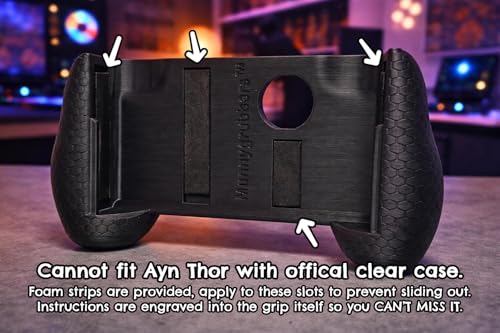 MunnyGrubbers - Ergonomic Grip Compatible with AYN Thor, Video Game Controller Grip with Foam Inserts, Includes Extendable 4 inch Stylus - (Mage Purple)