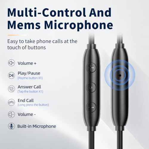 Wired Earbuds with Microphone, 3.5mm Jack, Black | in-Ear Stereo Bass Wired Headphones, Tangle-Free Durable Cord Earphones for Phones, PC, Laptop, Office, Commute