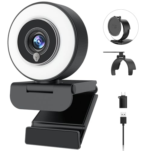 Angetube 4K Webcam with Ring Light, Computer Web Cam | Computer Access - Image 2
