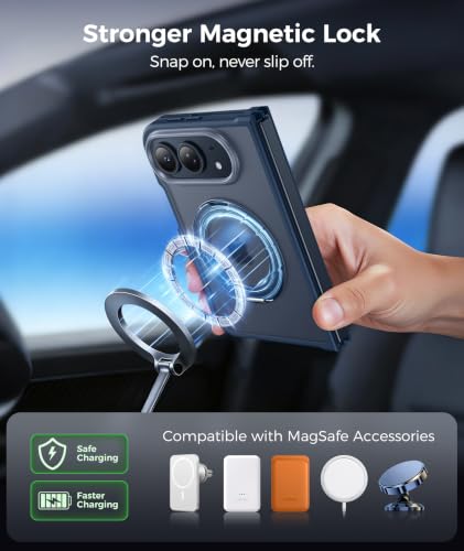 FNTCASE for iPhone Duo Case with 360 Spin Magnetic Stand Deep Blue - Image 6