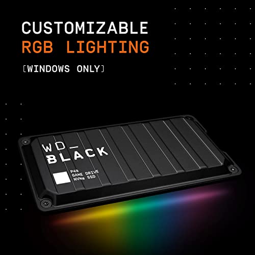 Western Digital 1TB P40 Game Drive SSD - Up to 2,000MB/s, RGB Lighting, Portable External Solid State Drive , Compatible with Playstation, Xbox, PC, & Mac - WDBAWY0010BBK-WESN