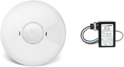 ENERLITES Low Voltage Ceiling Sensor Pir Occupancy Motion Detector (MPC-50L) and Sensor Switch PP20 Contractor Select Power Pack Relay Circuit Protection