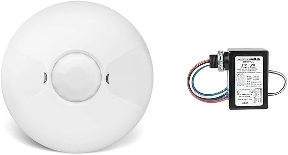 ENERLITES Low Voltage Ceiling Sensor Pir Occupancy Motion Detector (MPC-50L) and Sensor Switch PP20 Contractor Select Power Pack Relay Circuit Protection