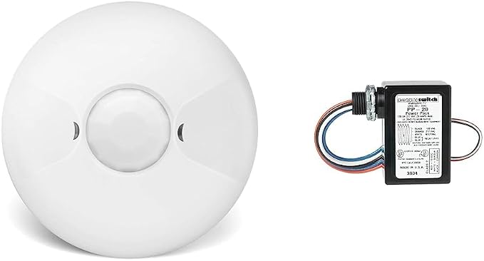 ENERLITES Low Voltage Ceiling Sensor Pir Occupancy Motion Detector (MPC-50L) and Sensor Switch PP20 Contractor Select Power Pack Relay Circuit Protection