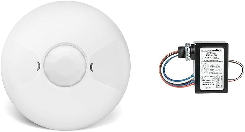ENERLITES Low Voltage Ceiling Sensor Pir Occupancy Motion Detector (MPC-50L) and Sensor Switch PP20 Contractor Select Power Pack Relay Circuit Protection