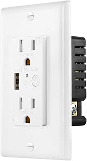 Zigbee Wall Outlet with USB | One Controlled | One Always On | Compatibile with Google Assistant and Alexa (Class 2 USB)
